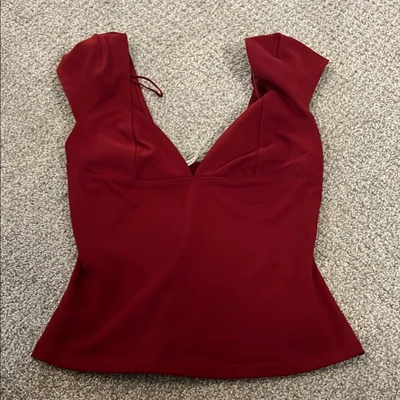 low cut v free people red sweetheart top - Picture 1 of 3